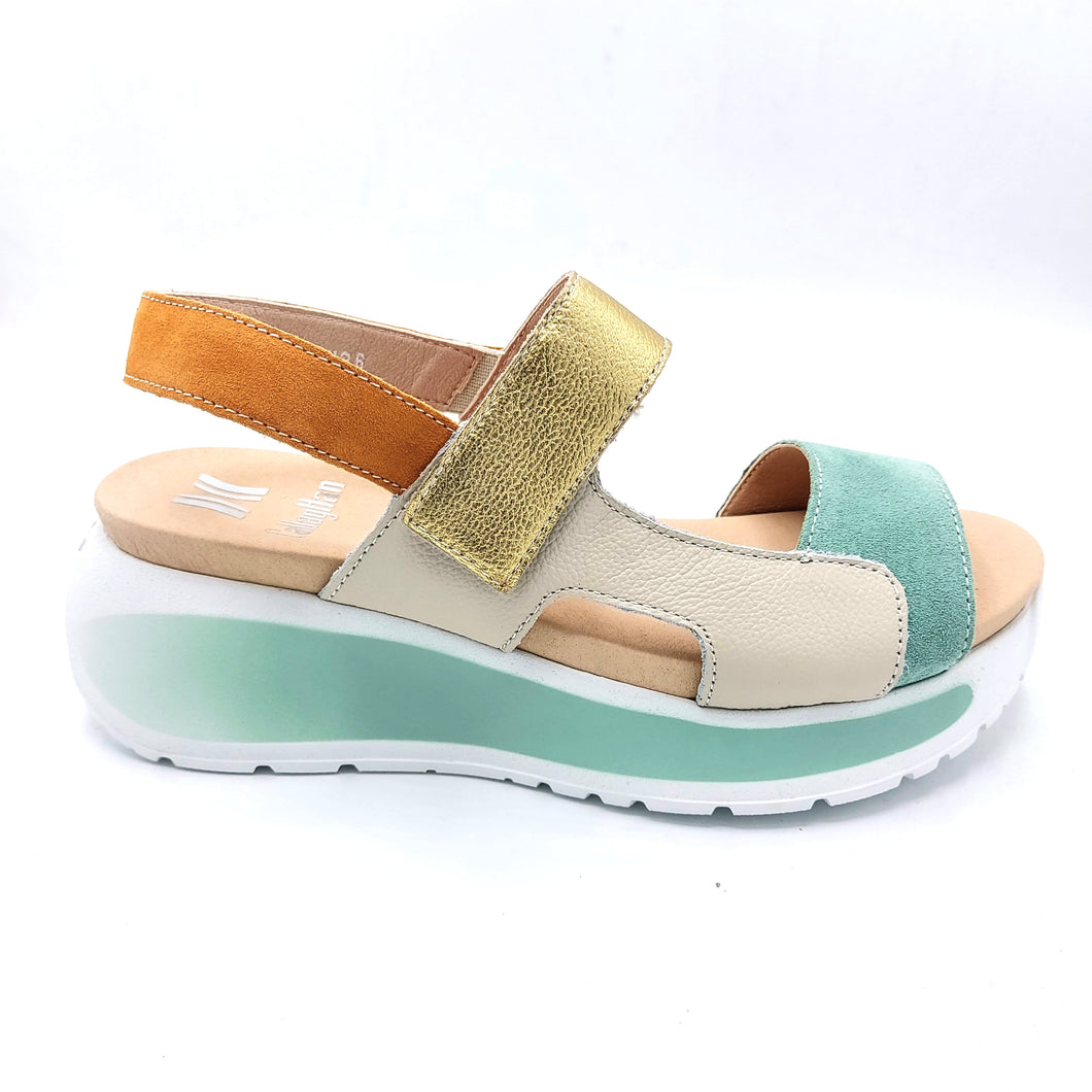 Callaghan 35200 menta sandalo in pelle e pelle scamosciata con chiusura a strappo
