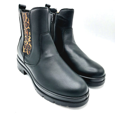 Enval 8752711 nero stivaletto modello bikers donna in pelle con elastico maculato e chiusura con zip