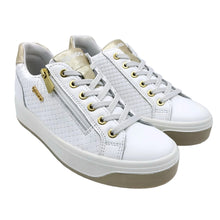 Carica l'immagine nel visualizzatore di Gallery, Igi&amp;co 1144300 bianco sneakers donna in pelle con doppia chiusura con lacci e cerniera
