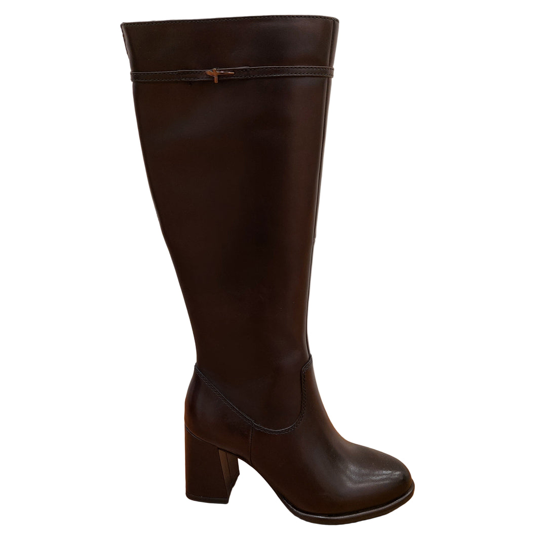 Tamaris 1-25530-45 mogano stivale in pelle con tacco di 8 cm e cerniera posteriore per una migliore regolazione del polpaccio