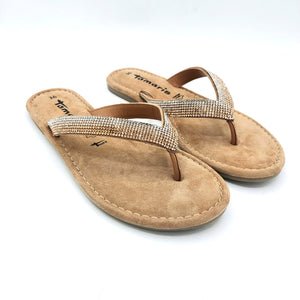 Tamaris 1-27129-44 nude infradito con tomaia decorato di strass e un sottopiede morbido imbottito in pelle scamosciata
