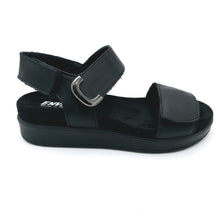 Carica l'immagine nel visualizzatore di Gallery, Enval 1287900 nero sandalo in pelle linea comoda con triplo velcro regolabile
