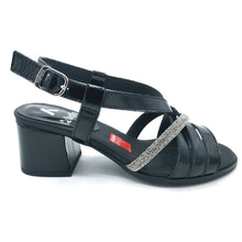 Carica l'immagine nel visualizzatore di Gallery, Callaghan 34214 nero sandalo elegante in naplak, impreziosito da una fascia di strass
