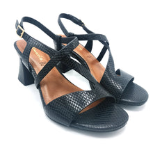Carica l'immagine nel visualizzatore di Gallery, Tamaris 1-28369-46 nero sandalo in pelle stampo pitone con tacco largo di 7 cm
