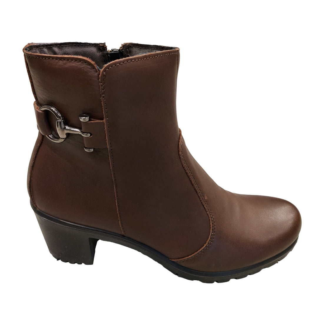 Enval 8755011 cioccolato stivaletto con tacco da 6 cm e chiusura a cerniera decorata con fibbia laterale