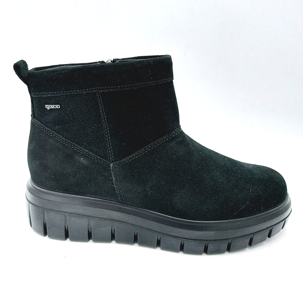 Igi&co 8653000 nero stivaletto donna in pelle scamosciata con forma ampia