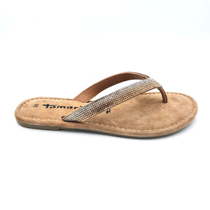 Tamaris 1-27129-44 nude infradito con tomaia decorato di strass e un sottopiede morbido imbottito in pelle scamosciata