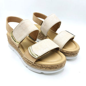 Valleverde 32391 oro sandalo con doppia fascia con chiusura con velcro