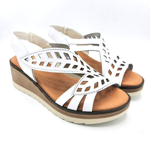 Pavana NUUK bianco sandalo in pelle con tomaia ritagliata a laser e sottopiede imbottito