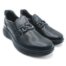 Carica l'immagine nel visualizzatore di Gallery, Enval 2287600 nero mocassino in pelle con sistema Easy fit, con soletta estraibile in memory foam
