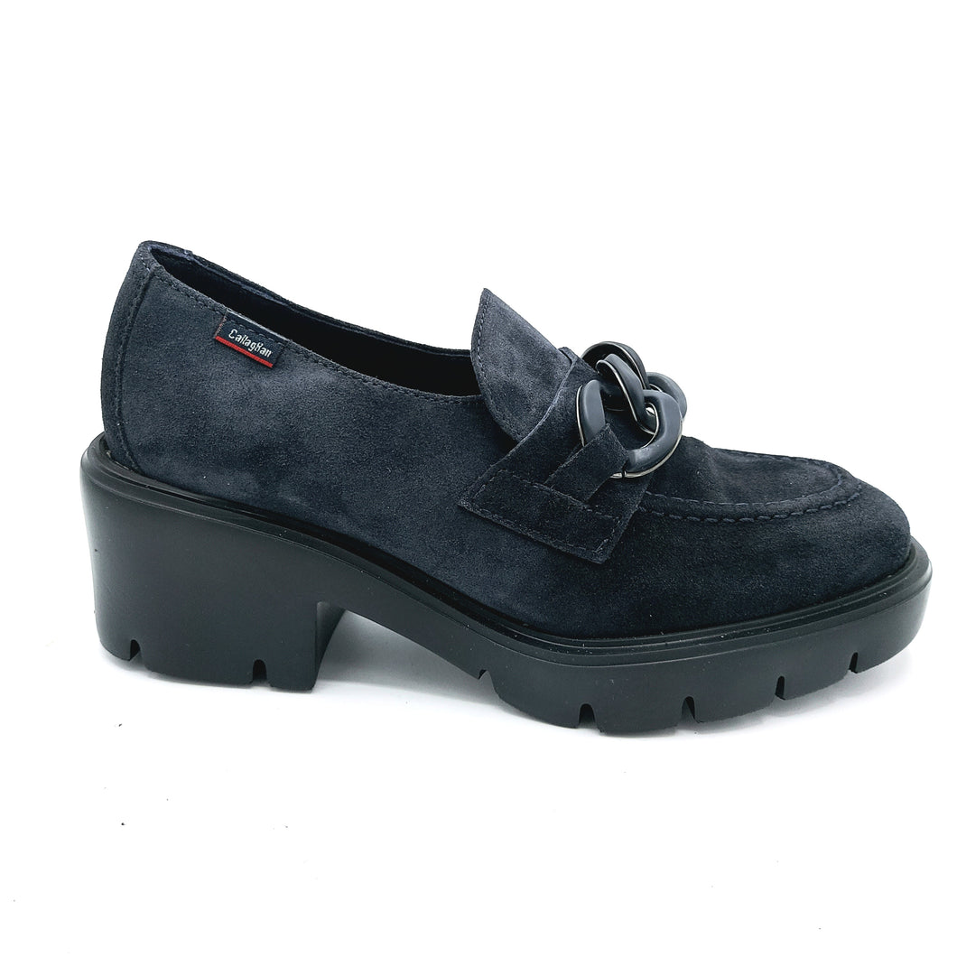 Callaghan 35604 blu navy mocassino in camoscio con accessorio costituito da una catena in tinta 