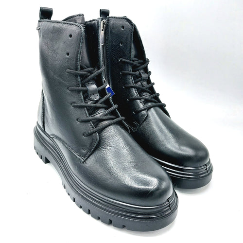 Igi&co 8664000 nero anfibio nero stringato con cerniera lato interno e soletta estraibile in memory foam