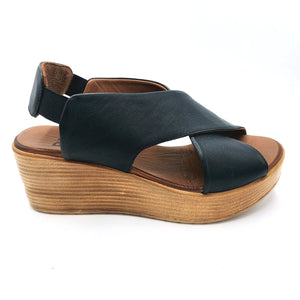 Bueno WL3402 nero sandalo incrociato donna con tomaia fodera e sottopiede in pelle