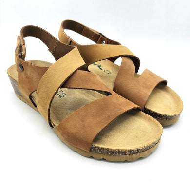 BioNatura 12A2390 brandy tortora sandalo in nabuk con chiusura a strappo e sottopiede anatomica