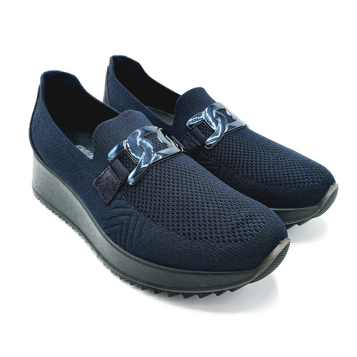 Enval 8779211 blu slip on in tessuto elasticizzato con morsetto, dotato di soletta estraibile in memory foam