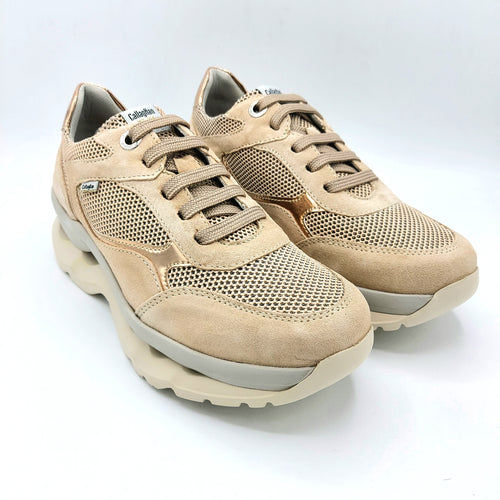 Callaghan 61501 nude sneakers donna stringata in pelle scamosciata e tessuto con suola con sistema adaptaction