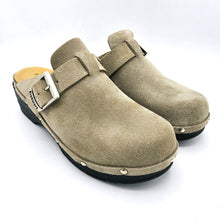 Carica l&#39;immagine nel visualizzatore di Gallery, Bionatura 77Vegas taupe sabot a zoccolo in pelle scamosciata con sottopiede imbottito in pelle scamosciata
