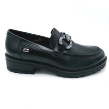 Carica l'immagine nel visualizzatore di Gallery, Valleverde 17152 nero mocassino donna in pelle con morsetto decorativo frontale
