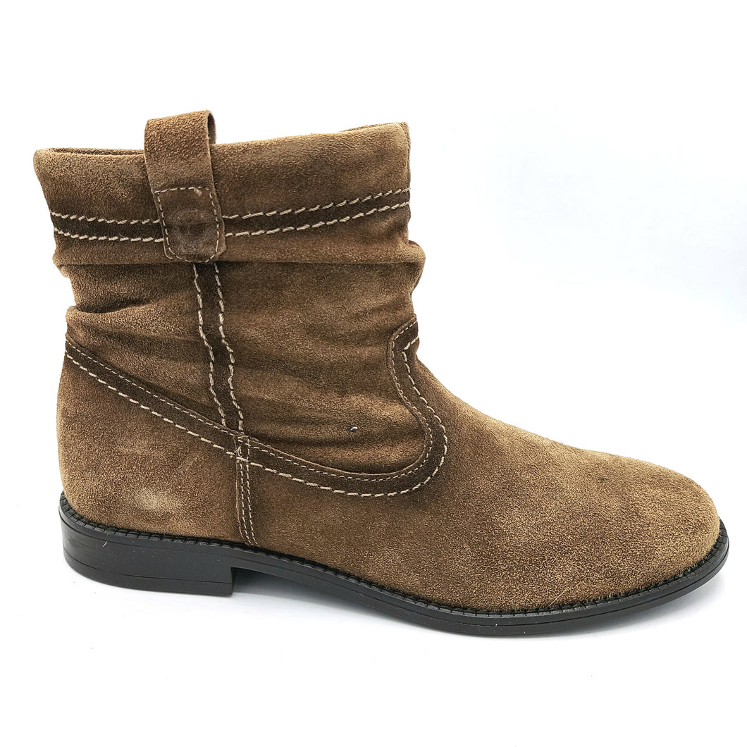 Tamaris 1-25305-45 marrone stivaletto basso in pelle scamosciata con gambale arricciato e chiusura a cerniera