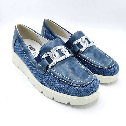 Enval 7750300 jeans mocassino donna in pelle e tessuto con soletta estraibile in memory foam