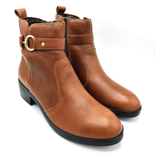 Enval 8750022 cuoio stivaletto basso in pelle con suola in gomma e cerniera laterale