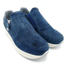 Carica l&#39;immagine nel visualizzatore di Gallery, Enval 1764566 blu jeans slip on donna con cerniera tomaia in pelle scamosciata soletta estraibile in memory foam
