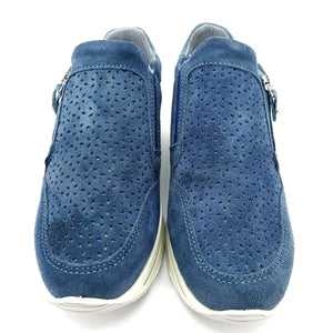 Enval 1764566 blu jeans slip on donna con cerniera tomaia in pelle scamosciata soletta estraibile in memory foam