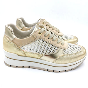 Igi&co 1660855 platino sneakers donna con lacci con tomaia a rete traforata e soletta estraibile