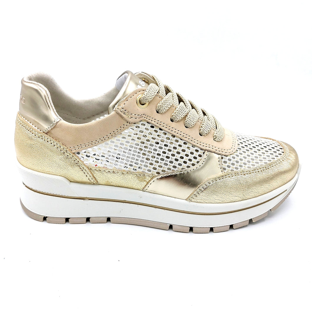 Igi&co 1660855 platino sneakers donna con lacci con tomaia a rete traforata e soletta estraibile