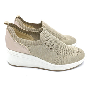 Enval 1767533 taupe slip on donna in tessuto con soletta estraibile in memory foam