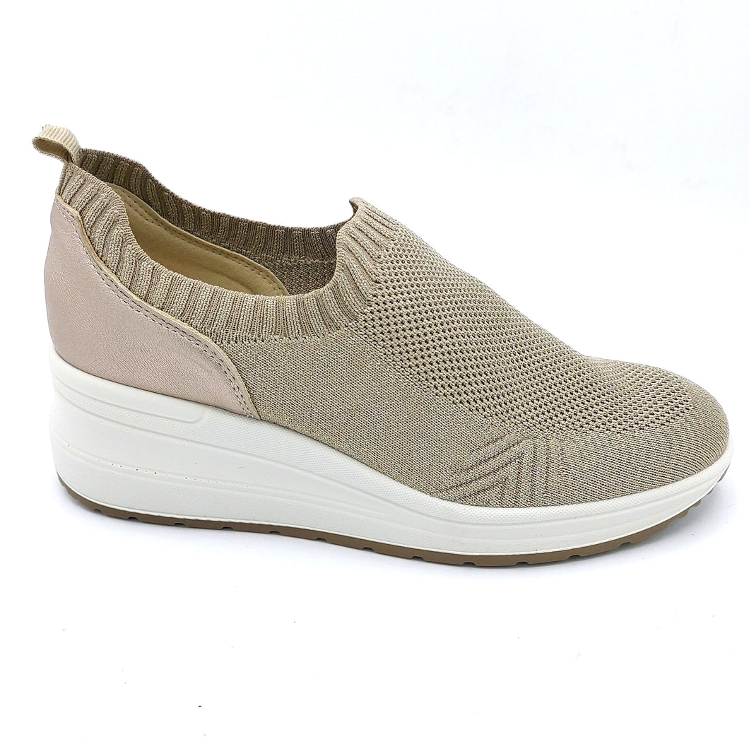 Enval 1767533 taupe slip on donna in tessuto con soletta estraibile in memory foam