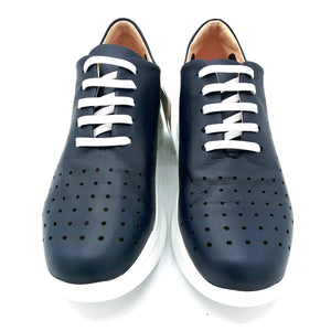 Callaghan 30000 blu sneakers donna lacci traforata con tomaia in pelle e soletta estraibile in pelle