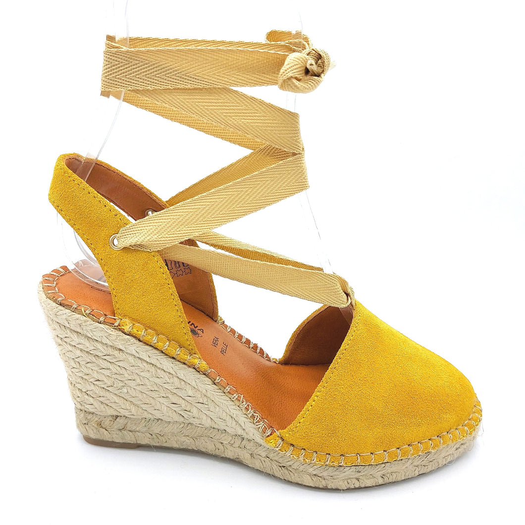 Inart 96499 giallo espadrillas con lacci e zeppa 8,5 cm