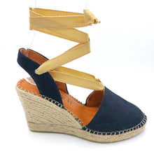 Carica l&#39;immagine nel visualizzatore di Gallery, Inart 96499 blu espadrillas donna con lacci e zeppa 8,5 cm
