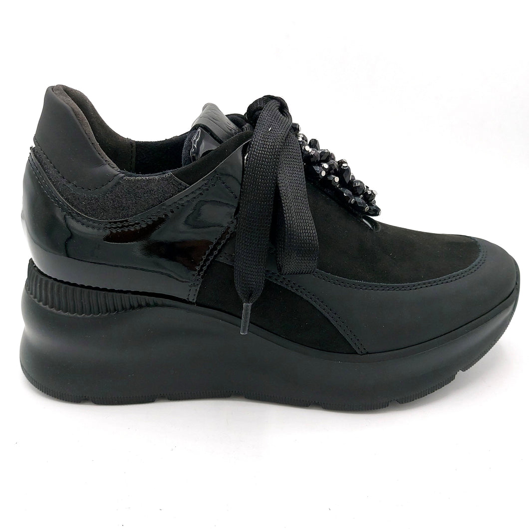 Comart 5M4499 nero sneakers slip on donna con gemme decorative