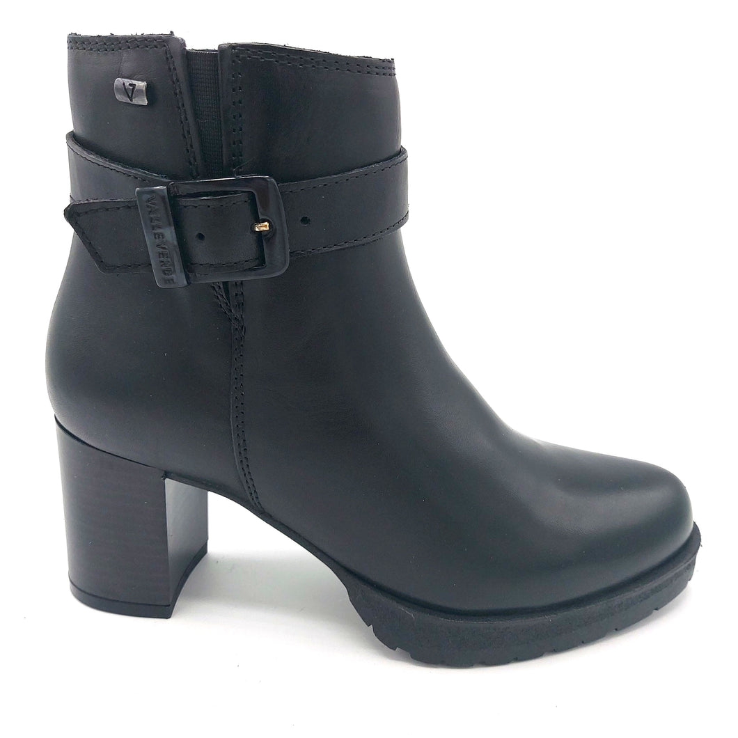 Valleverde 49362 nero stivaletto donna in pelle con plateau in gomma