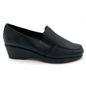 Luxury Lucia 5022 nero mocassino classico donna con tomaia in pelle soletta memory e zeppa 50