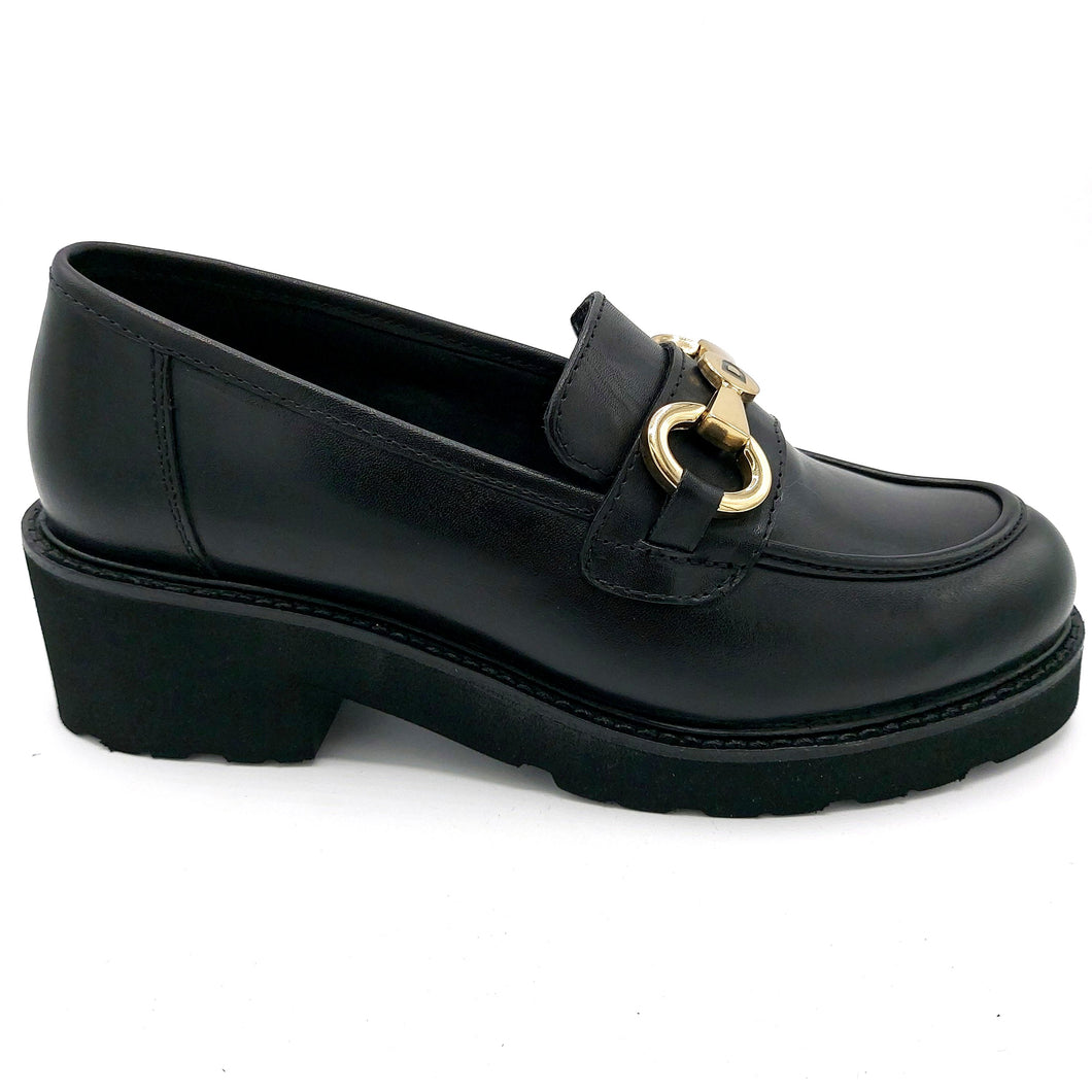 Donna serena 5C4442D nero mocassino donna con morsetto oro u suola in micro