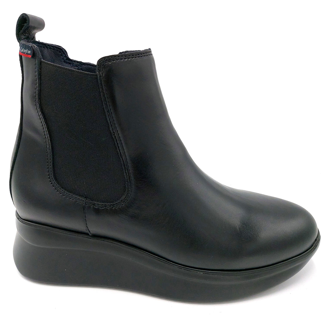 Callaghan 30011 nero stivaletto donna in pelle con zeppa in gomma con sistema adaptaction