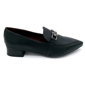 Bueno WV4503 nero ballerina in pelle con punta affusolata e morsetto decorativo