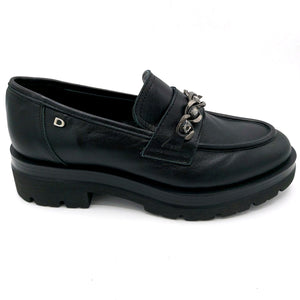 Donna serena 1F4519D nero mocassino donna in pelle con accessorio