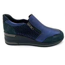 Carica l&#39;immagine nel visualizzatore di Gallery, Luxury silvia5122 blu sneakers donna in pelle con doppia cerniera 
