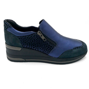 Luxury silvia5122 blu sneakers donna in pelle con doppia cerniera 