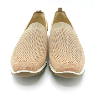 Enval 3757644 cipria sneakers slip on donna in tessuto glitterato con soletta estraibile in memory foam e suola in gomma