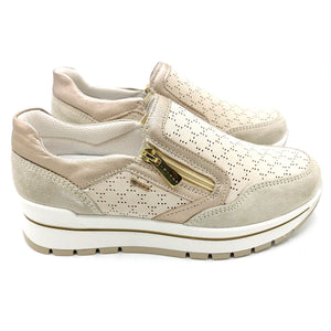 Igi&co 3660255 beige sneakers donna con chiusura a zip con tomaia in nabuk e riporti in pelle e camoscio, soletta estraibile in memory foam e suola in gomma