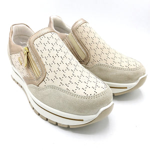 Igi&co 3660255 beige sneakers donna con chiusura a zip con tomaia in nabuk e riporti in pelle e camoscio, soletta estraibile in memory foam e suola in gomma