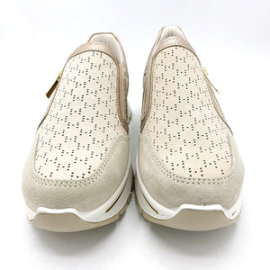 Igi&co 3660255 beige sneakers donna con chiusura a zip con tomaia in nabuk e riporti in pelle e camoscio, soletta estraibile in memory foam e suola in gomma