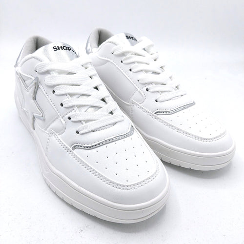 Shop art 230226 bianco sneakers donna stringata con stella laterale