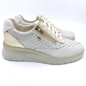 Valleverde 36351 ghiaccio platino sneakers donna con lacci e cerniera con soletta estraibile in memory foam