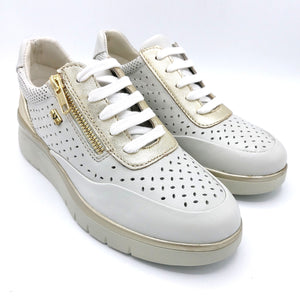 Valleverde 36351 ghiaccio platino sneakers donna con lacci e cerniera con soletta estraibile in memory foam